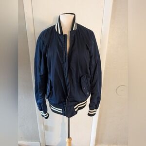 Abercrombie and Fitch Men's Varsity Bomber Jacket Navy sz M‎